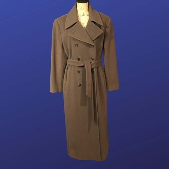 JONES NY Double-Breasted 100% Wool Trench Coat, PUTTY BROWN, Women’s Large, EUC - Picture 1 of 10